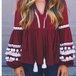 Anthropology Pom Pom top